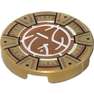 LEGO Pearl Gold Tile 2 x 2 Round with Chevrons, and Gold Frame with Bottom Stud Holder (14769)