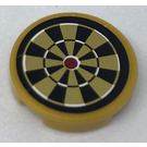 LEGO Pearl Gold Tile 2 x 2 Round with Dartboard Sticker with Bottom Stud Holder (14769)