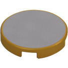 LEGO Pearl Gold Tile 2 x 2 Round with silver with Bottom Stud Holder (1725 / 14769)