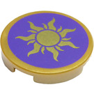 LEGO Pearl Gold Tile 2 x 2 Round with Sun with Bottom Stud Holder (14769 / 38436)
