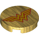 LEGO Perlgold Fliese 2 x 2 Runden mit Wonder Woman Logo mit unterem Bolzenhalter (14769 / 29631)