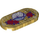 LEGO Pearl Gold Tile 2 x 4 with Rounded Ends with Book and Roses (66857 / 106637)