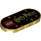 LEGO Perlově zlatá Dlaždice 2 x 4 s Zaoblené konce s "Lego" a "Harry Potter" Logos (66857 / 80247)