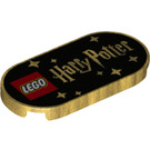 LEGO Parelmoer Goud Tegel 2 x 4 met Afgerond Ends met "Lego" en "Harry Potter" Logos (66857 / 80247)