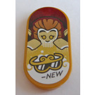 LEGO Pearl Gold Tile 2 x 4 with Rounded Ends with Monkey Sticker (66857)