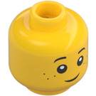 LEGO Peasant Child with Dark Tan Hair Head (Safety Stud) (3626 / 96004)