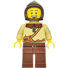 LEGO Peasant med Dark Brun Huva, Brungul Skjorta och Reddish Brun Ben Minifigur