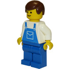 LEGO Person i Blå Overall med Brun Kort hår  Minifigur