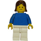 LEGO Person v Modrá Horní s Hnědá Středně dlouhé vlasy Minifigurka