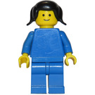 LEGO Person i Blå med Sort Hår med Pigtails Minifigur