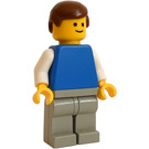 LEGO Person med Grå Ben og Brun Kort hår Minifigur