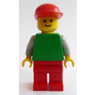 LEGO Person s Zelená Horní a Červená Čepice Minifigurka