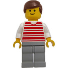 LEGO Person jossa Punainen Striped Paita ja Ruskea Lyhyet hiukset Minihahmo