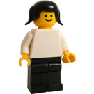 LEGO Person met Wit Top en Zwart Haar met Pigtails Minifiguur