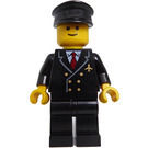 LEGO Pilot i Uniform med Svart Hatt og Stift på Kiste Minifigur