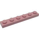 LEGO Lyserød Plade 1 x 6 (3666)