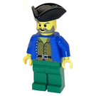 LEGO Pirate Brown Shirt, Green Legs, Black Pirate Triangle Hat Minifigure