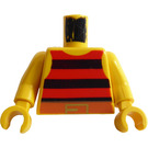 LEGO Pirate Torso with Black and Red Striped Shirt and Brown Belt with Yellow Arms and Yellow Hands (973)