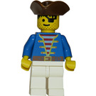 LEGO Pirate with Blue Jacket, White Legs and Brown Triangular Hat and Eyepatch Minifigure