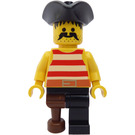 LEGO Pirate with Red and White Stripes Shirt with Triangle Hat and Peg Leg Minifigure