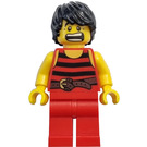LEGO Pirates Chess Set Pirate mit Schwarz und rot Streifen Shirt mit Schwarz Haar und rot Beine Minifigur