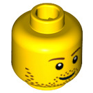 LEGO Vlak Hoofd met Stubble, Smile / Crinkled Mouth en Omgekeerd Eyebrows (Veiligheids Stud) (88944 / 90227)