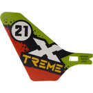 LEGO Plastic Tail (Fin) for Flying Helicopter with 'X TREME' and '21' in Circle (69864)
