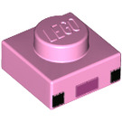 LEGO Plate 1 x 1 with 2 Black Squares and Dark Pink Rectangle (Minecraft Axolotl Face) (1014 / 3024)