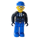 LEGO Polizei - Blau Beine, Schwarz Jacke, Blau Kappe, Sonnenbrille Minifigur