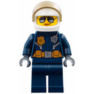 LEGO Politi Helikopter Pilot med Merke og Oransje Belte Minifigur