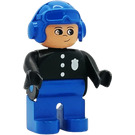 LEGO Police Man with Aviator Helmet, nose bow line down Duplo Figure