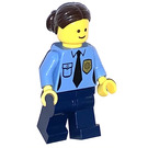 LEGO Police Officer in Blue Uniform with Dark Brown Hair with Bun Minifigure