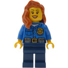 LEGO Politieagent met Donkeroranje Haar en Rood Lipstick Minifiguur