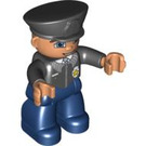 LEGO Politie Officer met Helm en Zwart Top Duplo Figuur