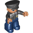 LEGO Police Officer with Helmet and Black Top Duplo Figure