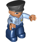 LEGO Politie Officer met Helm en Blauw Top Duplo Figuur