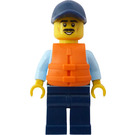 LEGO Police Officer with Orange Life Jacket and Moustache Minifigure