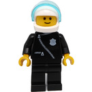 LEGO Politie met Zwart Zipper Jasje en Wit Helm Minifiguur