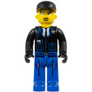 LEGO Policeman with Black Jacket and Black Cap Minifigure