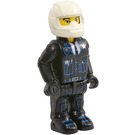 LEGO Policeman with Black Uniform and White Helmet with Yellow Head Minifigure