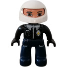 LEGO Policeman with White Helmet, Black Arms Duplo Figure with Black Hands