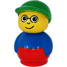 LEGO Primo Figure, Boy with Red Base, Blue Top, Green Hat, Glasses Primo Figure