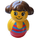 LEGO Primo Figure, Girl with Red Base, Yellow Top, Swimsuit with Stripes pattern Primo Figure