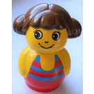 LEGO Primo Figurine, Fille avec Rouge Base, Jaune Haut, Maillot de bain avec Rayures Paterne Figurine Primo