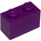 LEGO Paars Steen 1 x 2 met buis aan de onderzijde (3004 / 93792)