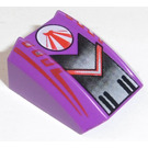 LEGO Purple Slope 1 x 2 x 2 Curved with Red Lines in Circle, Black and Red Arrow (30602)