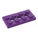 LEGO Paars Technic Plaat 2 x 4 met Gaten (3709)