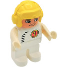 LEGO Racer #1 Duplo - White Legs and Torso, Yellow Aviator Helmet