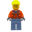 LEGO Jernbane Worker med Gul Construction Hat Minifigur