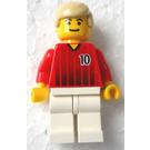 LEGO Red and White Team Player with Number 10 on Front and Back Minifigure